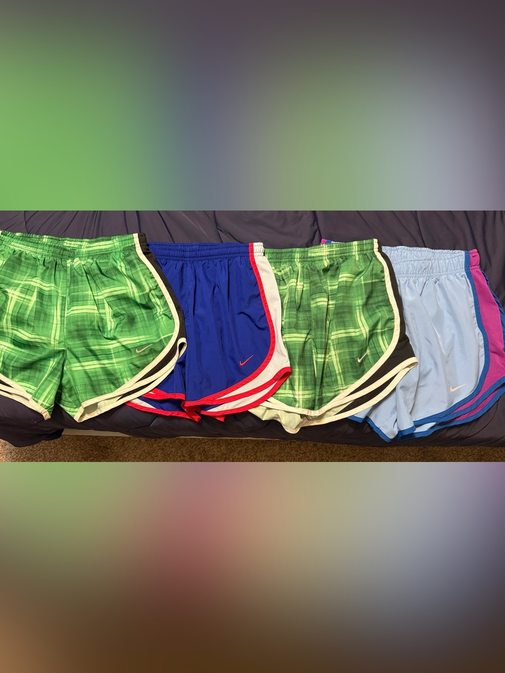 Nike Dri-FIT Athletic Running Shorts - Green, Blue, Light Blue